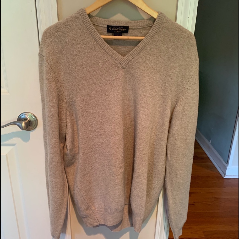 Brooks Brothers 100% Wool Sweater Cream Large